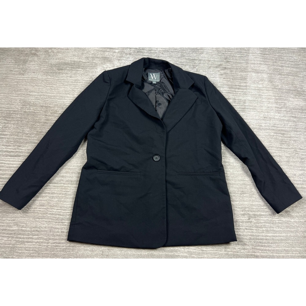 Worthington Blazer Women M Black Single Button Professional Stretch Lined Jacket